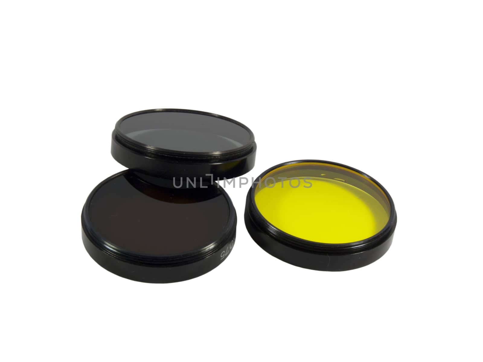 Filters for lenses isolated on a white background