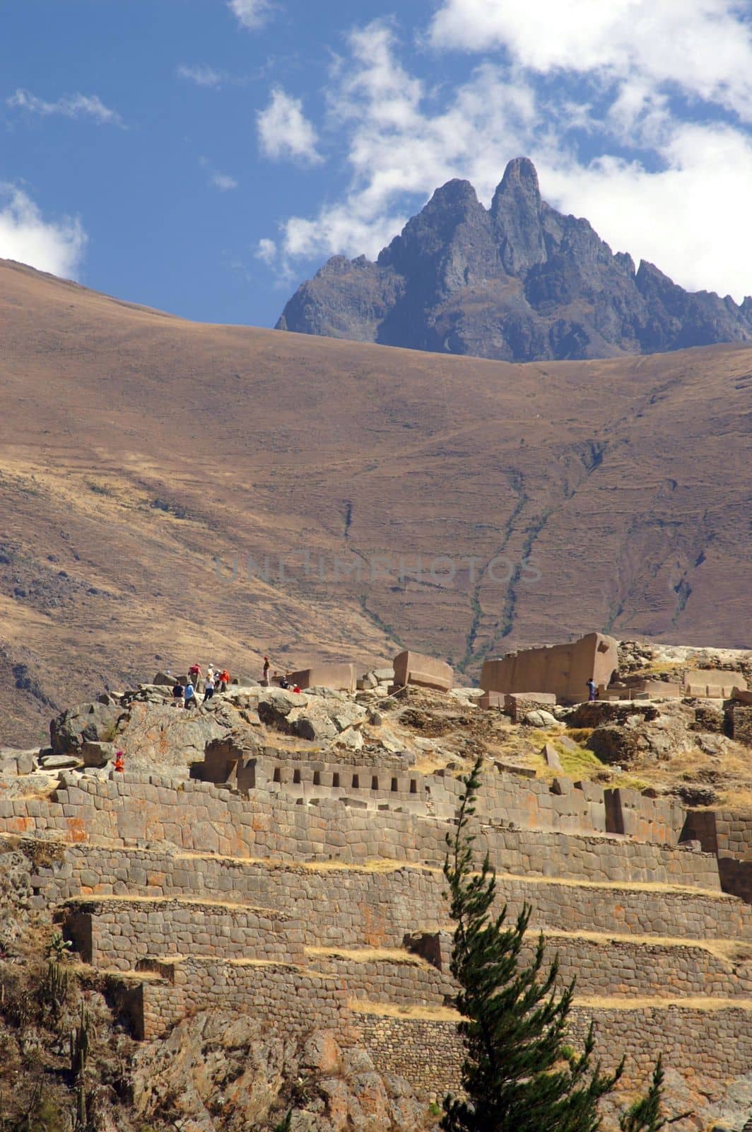 Tourist attraction in Peru - inca ruines in ollantaytambo