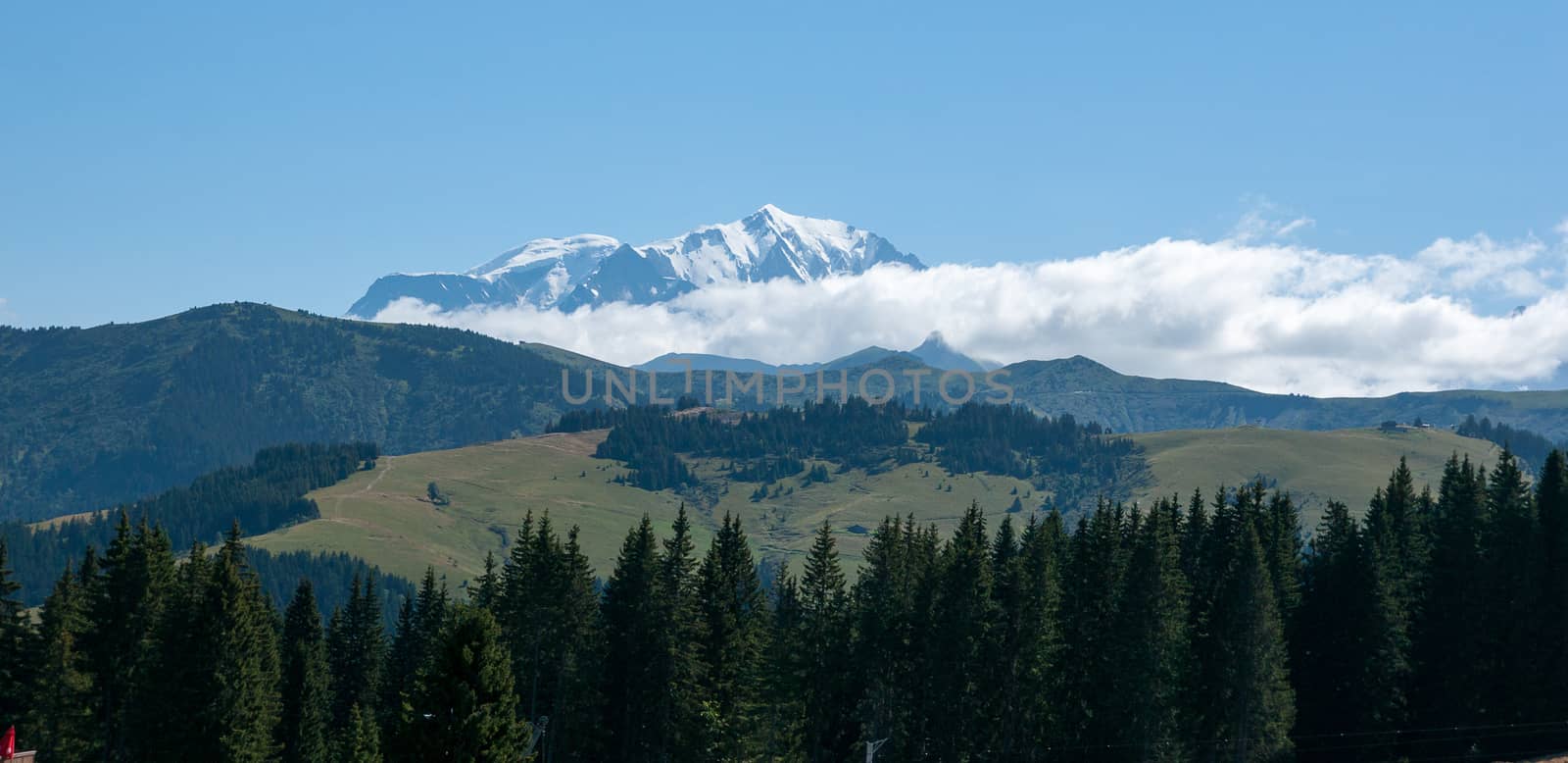 Colorful summer landscape in French Alps vacation travel