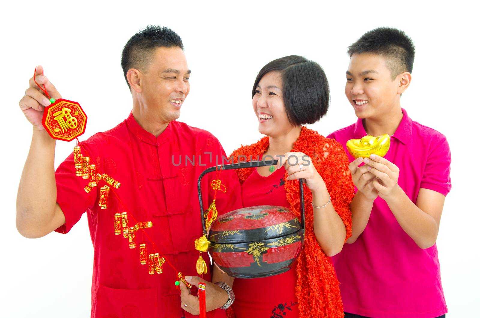 Asian family celebrate chinese new year