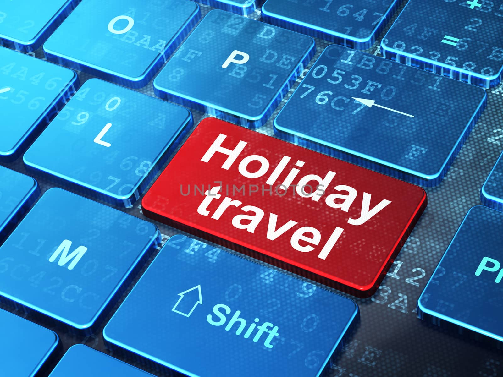 Tourism concept: Holiday Travel on computer keyboard background by maxkabakov