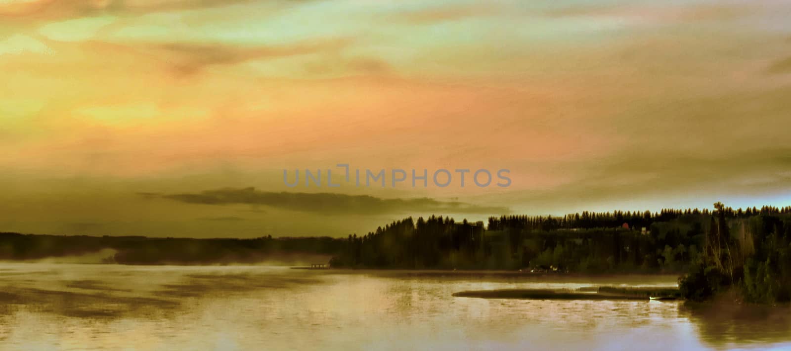 Sunrise in Alberta.

A beautiful and peaceful scene of the dawn over a lake in Alberta, Canada.