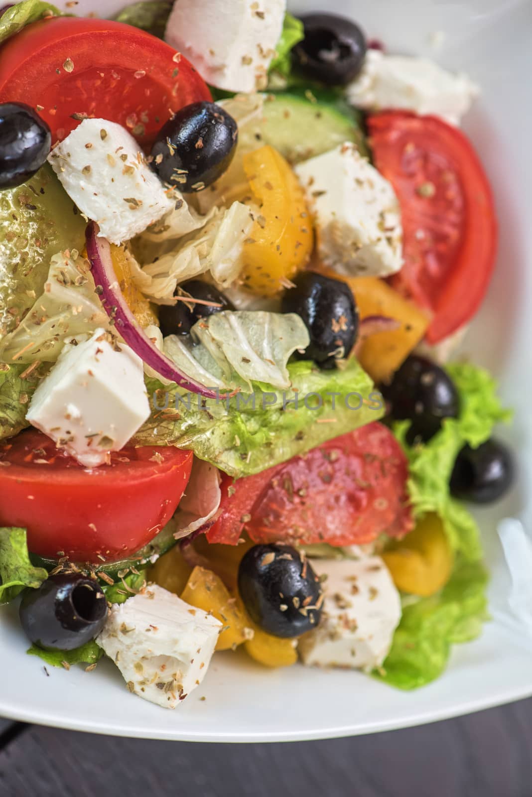 Greek salad closeup by rusak