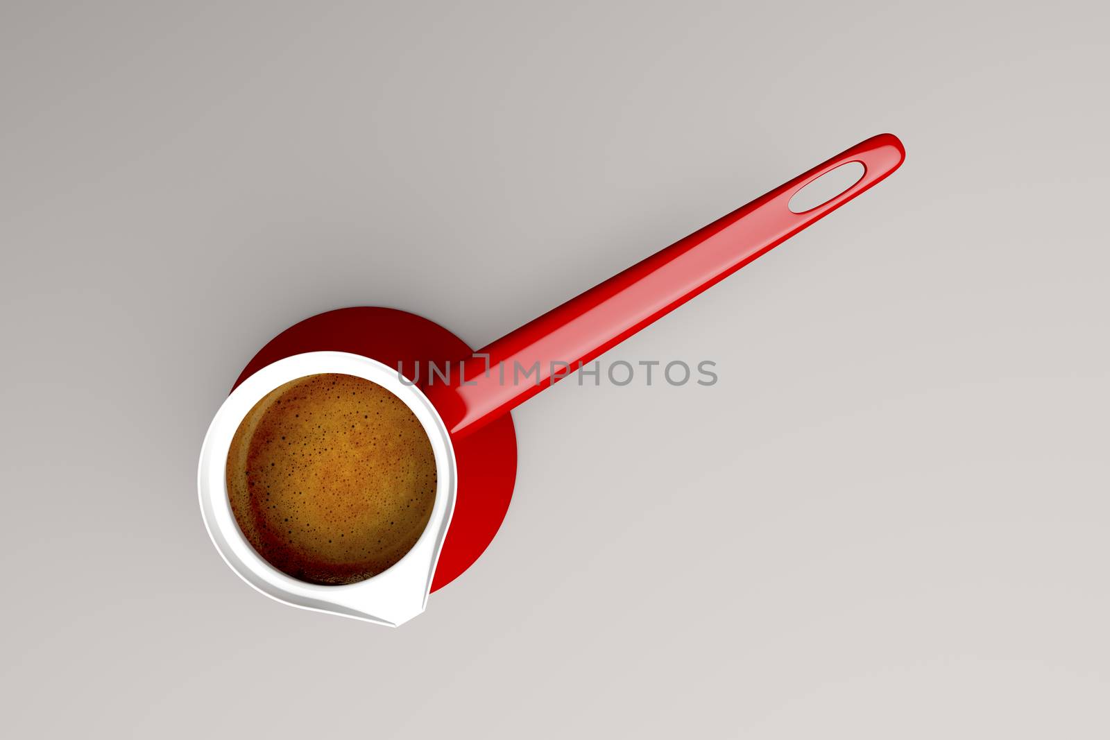 Top view of coffee pot with fresh boiled turkish coffee