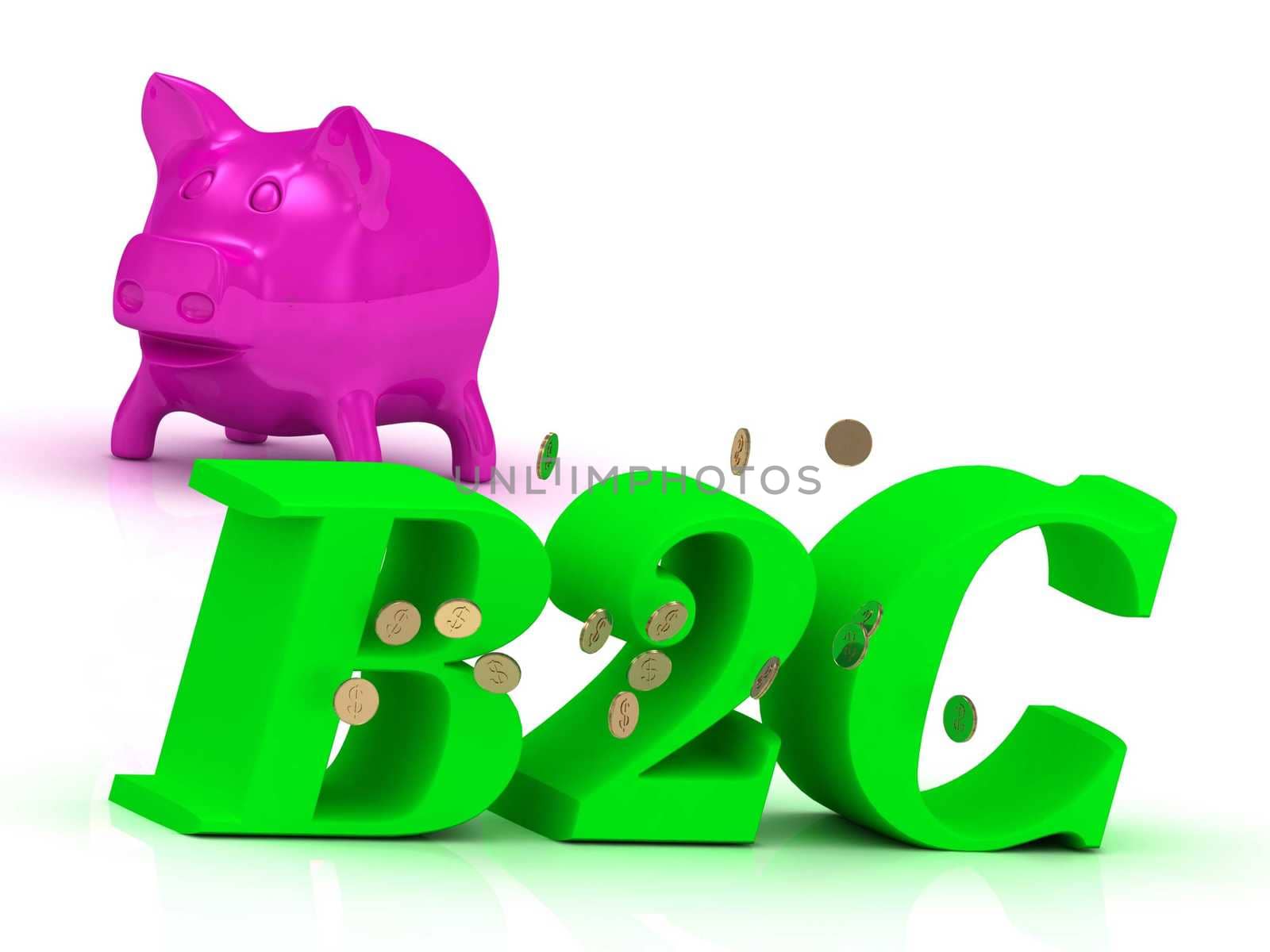 B2C bright of green letters and rose Piggy by GreenMost