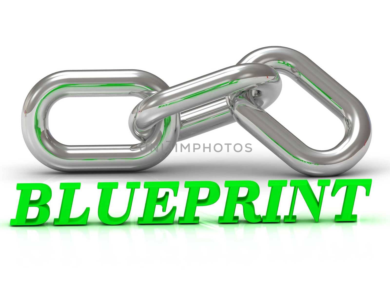 BLUEPRINT- inscription of color letters and Silver chain by GreenMost