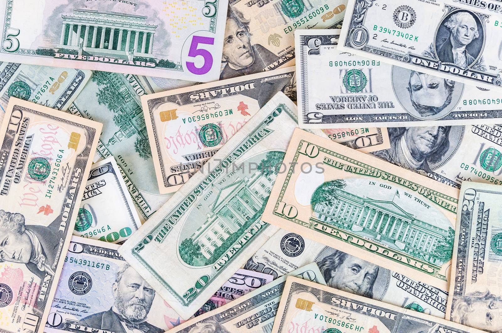 Closeup of dollar banknotes forming a money background