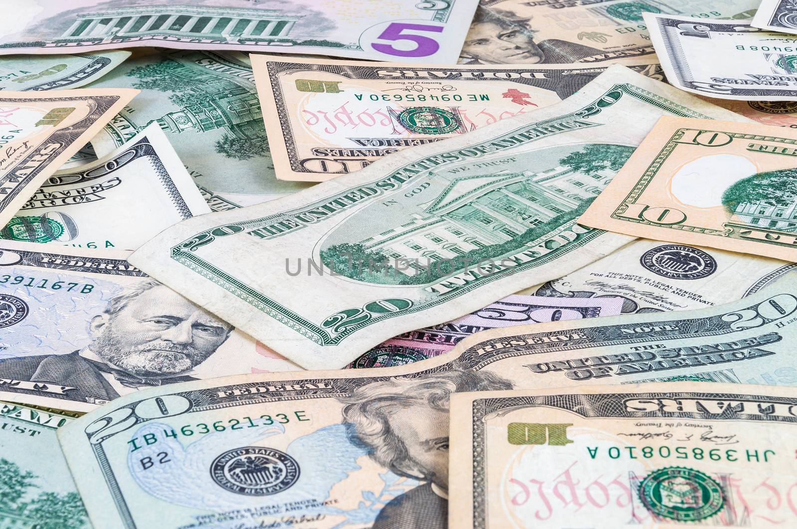 Closeup of dollar banknotes forming a money background