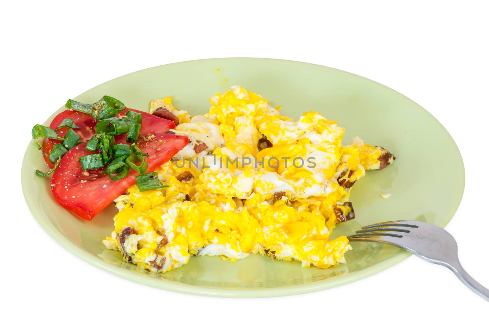 Scrambled eggs with tomatoes slices by mkos83