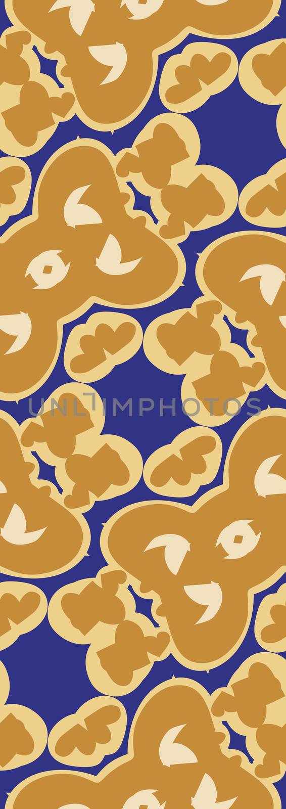 Random brown shapes in repeating blue background pattern