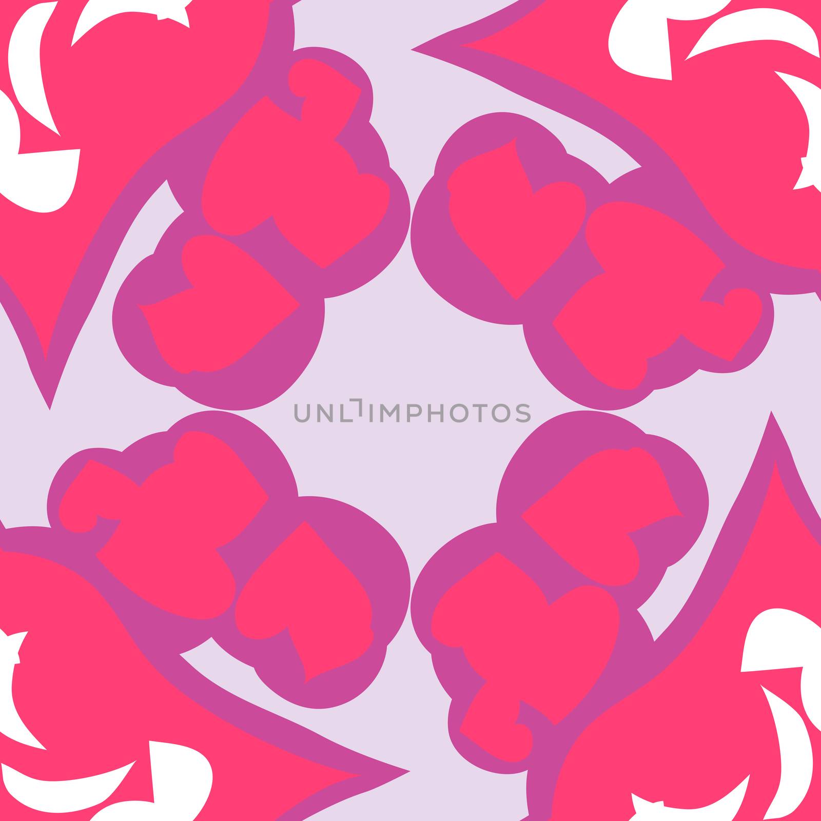 Tiled pattern of seamless pink and purple shapes