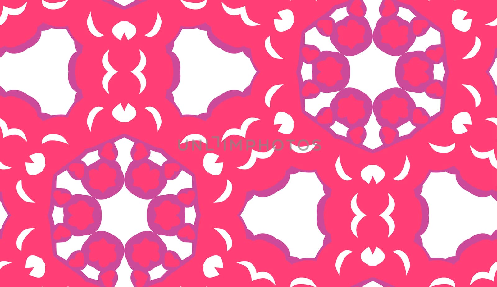 Seamless pink and white geometric kaleidoscope pinwheel pattern