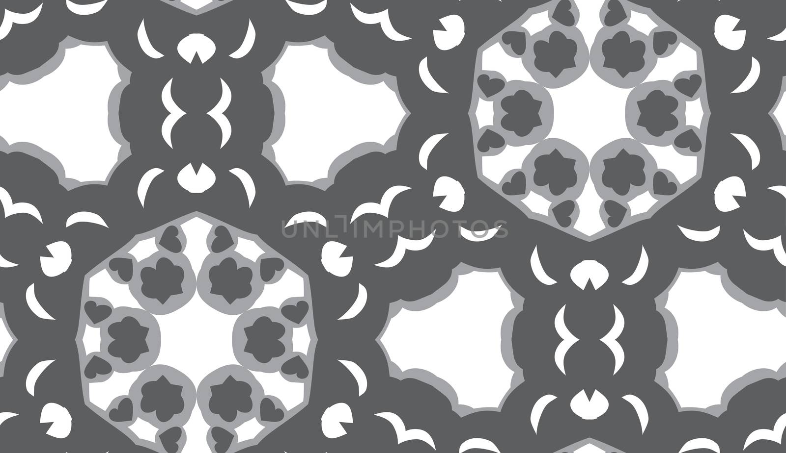 Seamless black and white geometric kaleidoscope pinwheel pattern