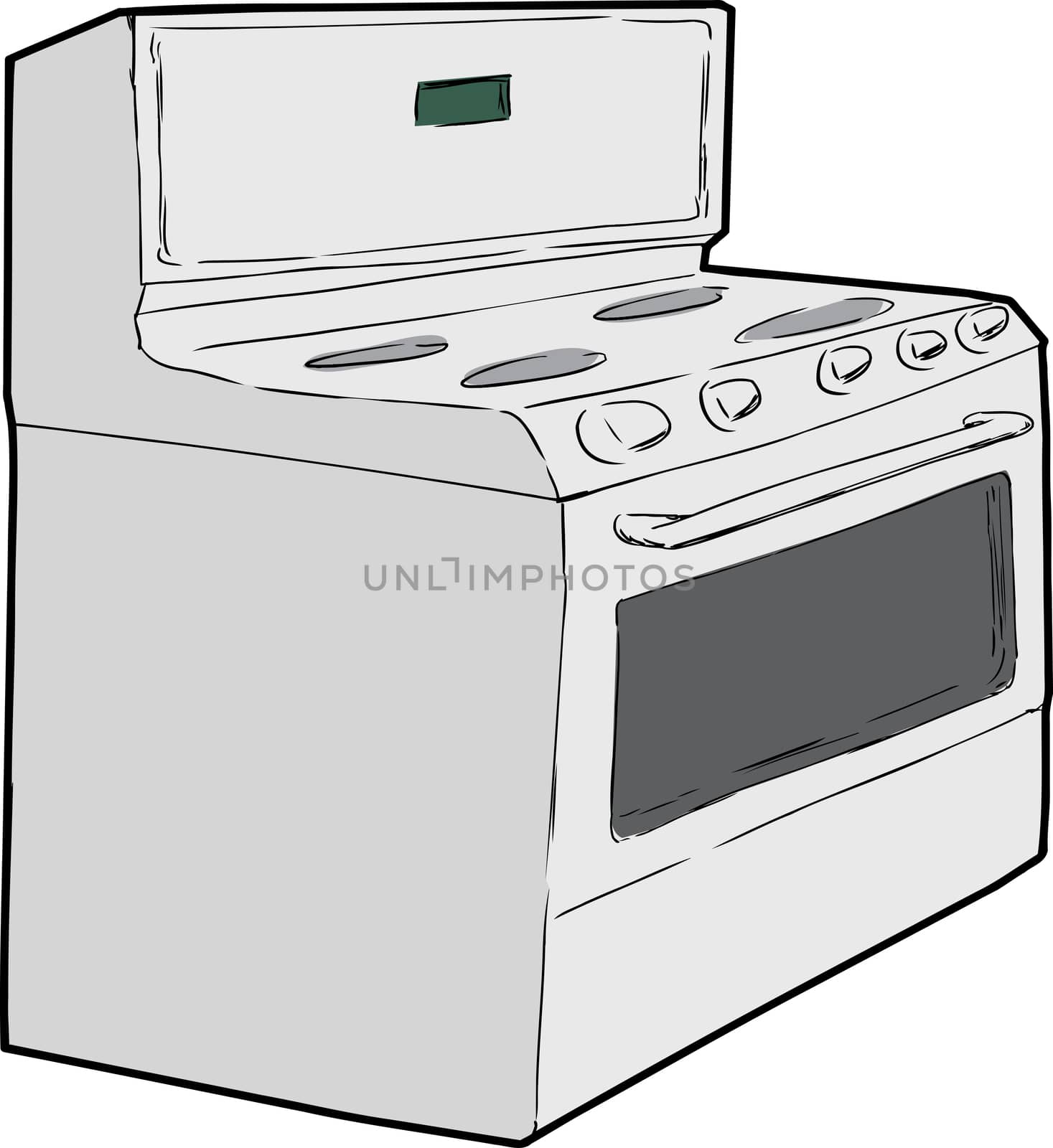 Hand drawn sketch of generic isolated white induction stove