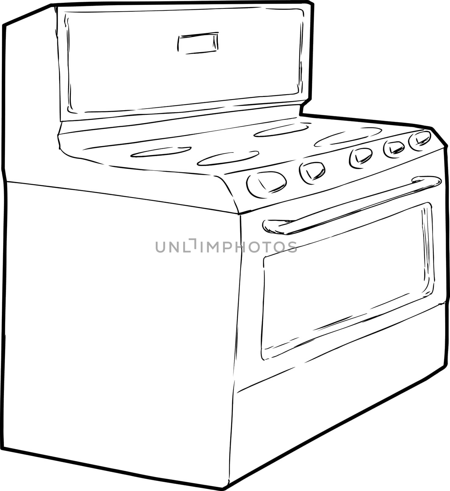 Outine sketch of generic isolated white induction stove