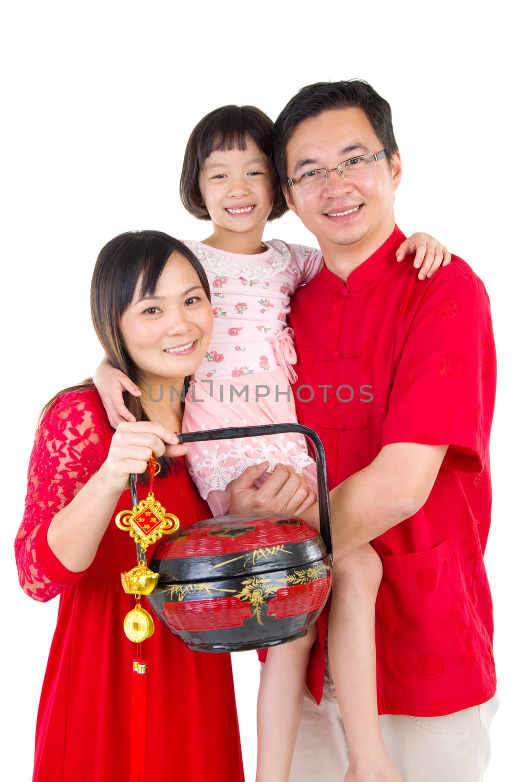 Asian family celebrating chinese new year