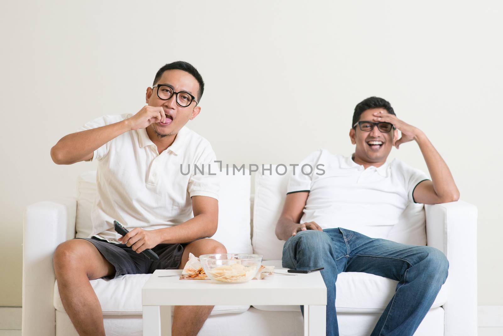 Men watching tv together by szefei