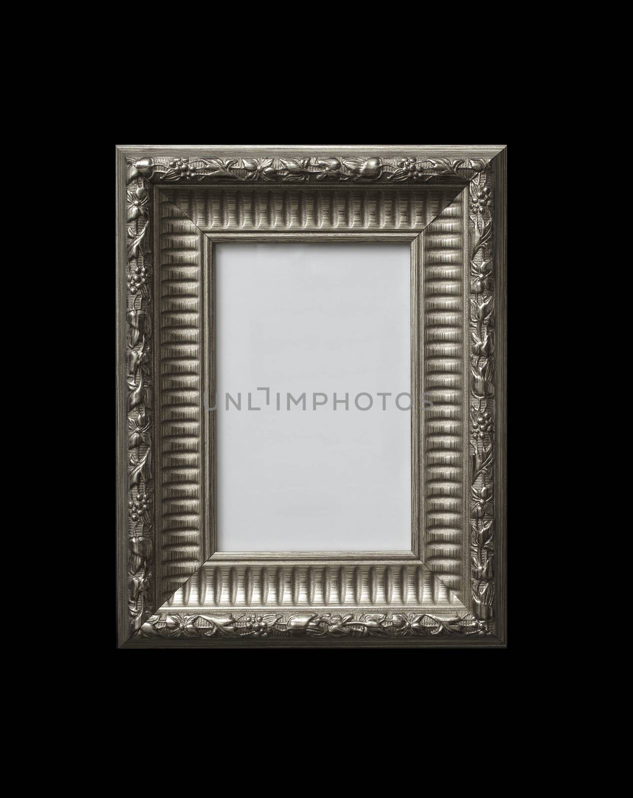 Vintage and blank photo frame on old wooden background