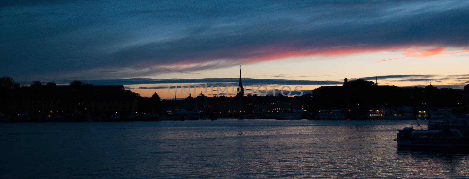 Romantic view of stockholm evening and dramatic sky