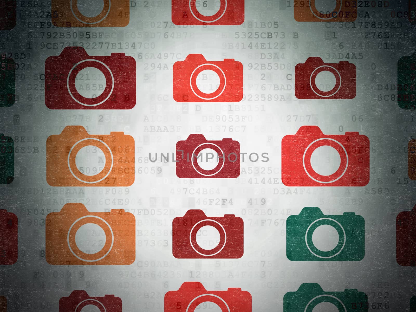 Travel concept: Photo Camera icons on Digital Paper background by maxkabakov