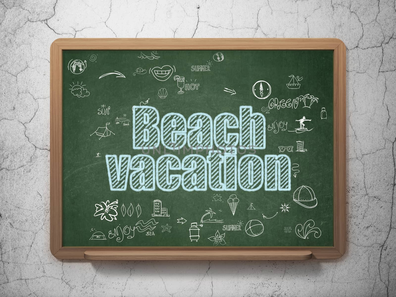 Vacation concept: Beach Vacation on School Board background by maxkabakov