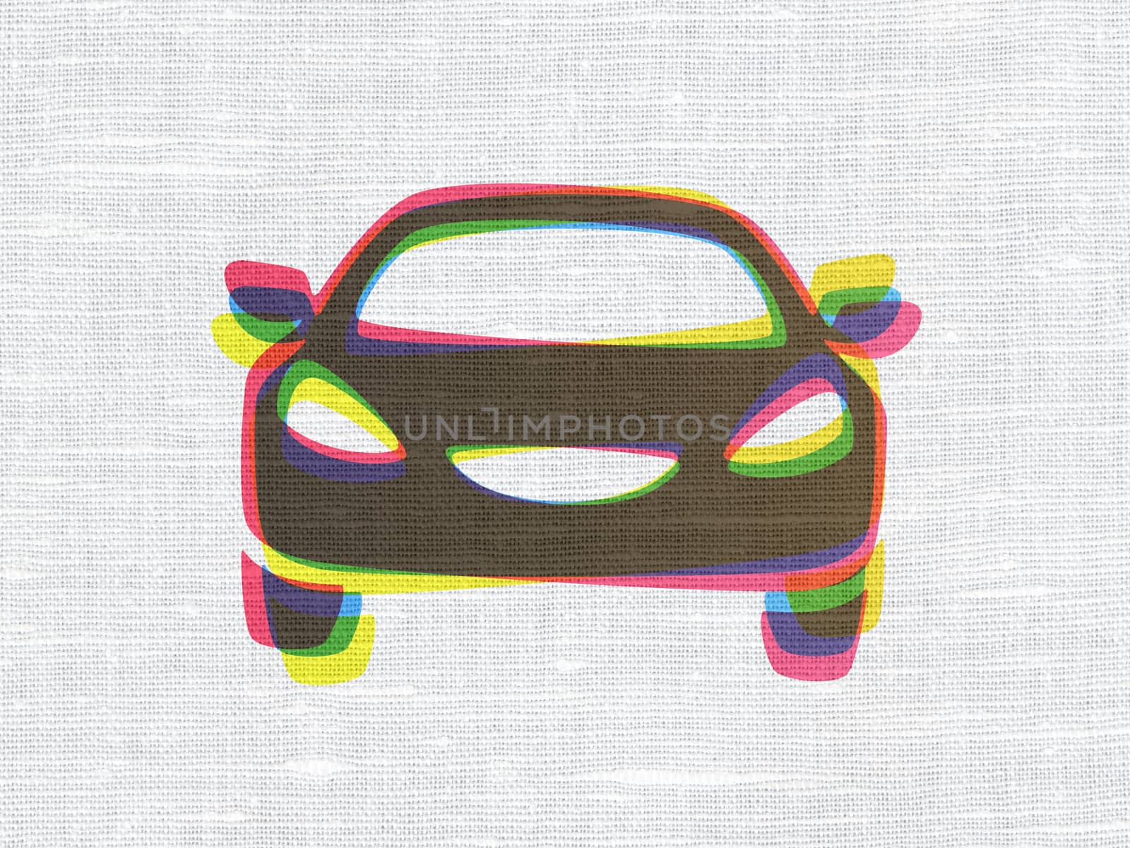 Travel concept: Car on fabric texture background by maxkabakov