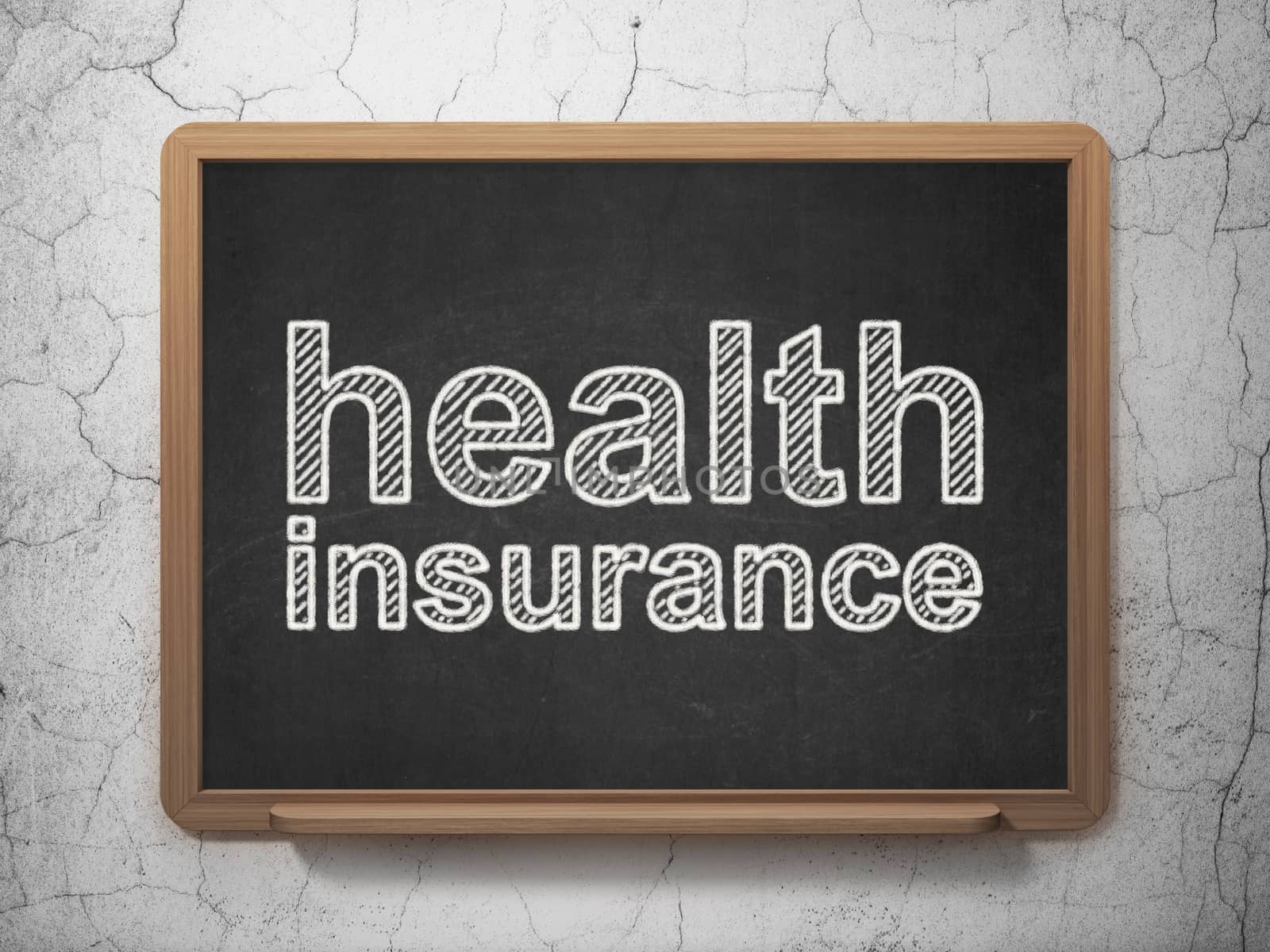 Insurance concept: text Health Insurance on Black chalkboard on grunge wall background