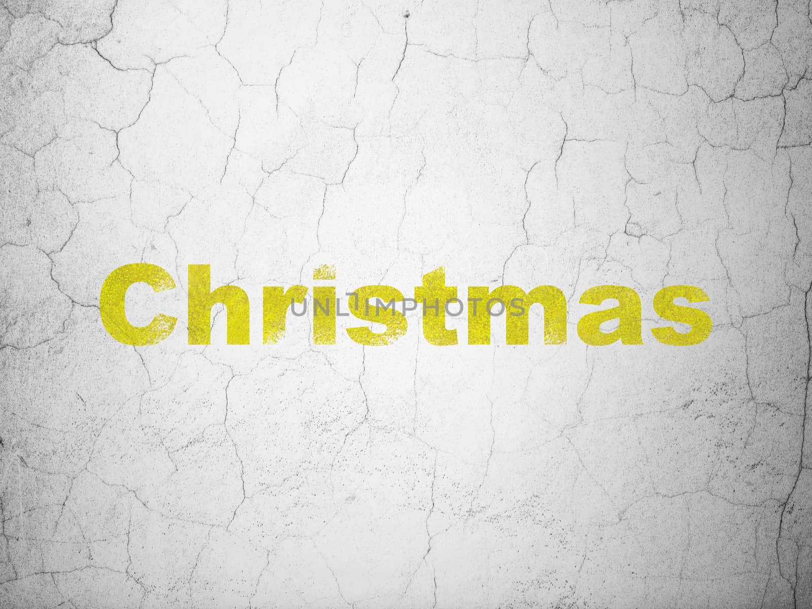 Entertainment, concept: Yellow Christmas on textured concrete wall background