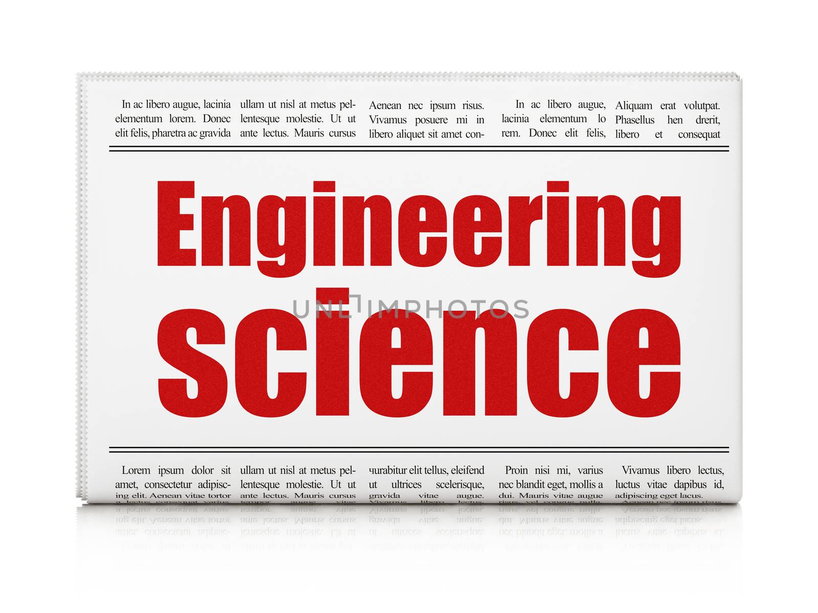 Science concept: newspaper headline Engineering Science on White background, 3d render