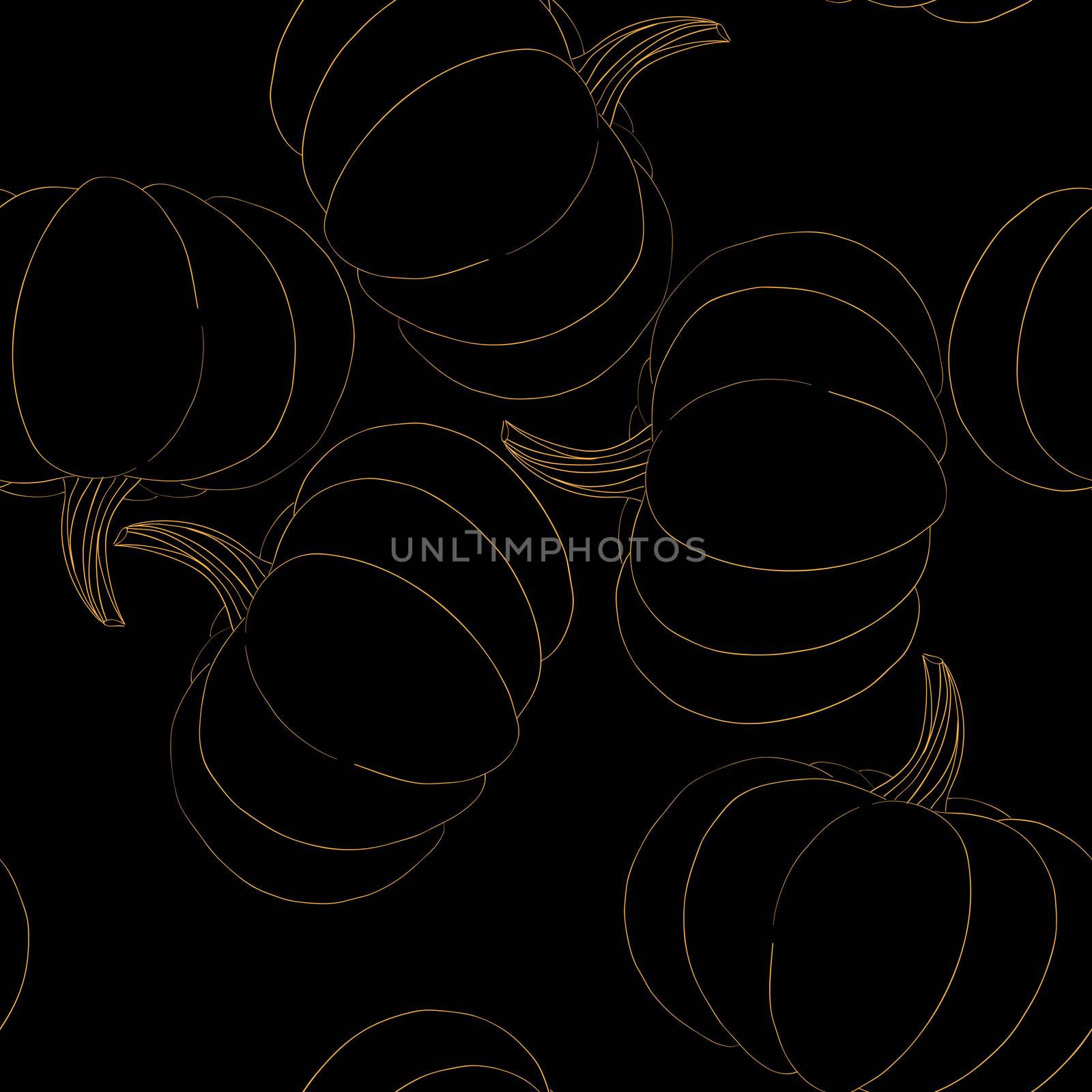 Seamless pattern with pumpkins over a black background, Halloween or Thanksgiving illustration