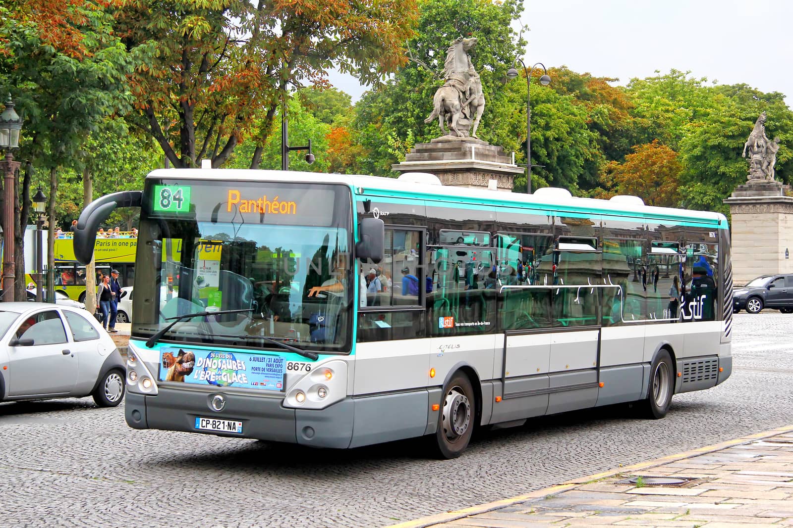 PARIS, FRANCE - AUGUST 8, 2014: City bus Irisbus Citelis 12M at the city street.