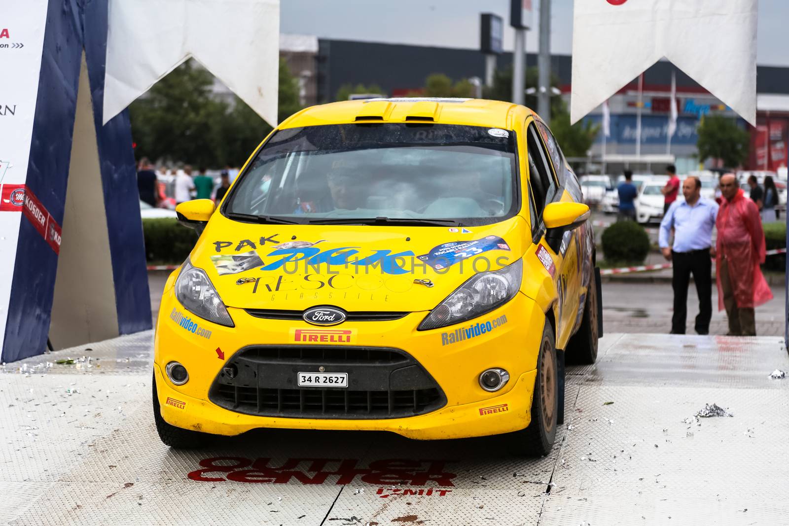KOCAELI, TURKEY - AUGUST 23, 2015: Serpil Pak with Ford Fiesta R2 in Podium Ceremony of Kocaeli Rally 2015