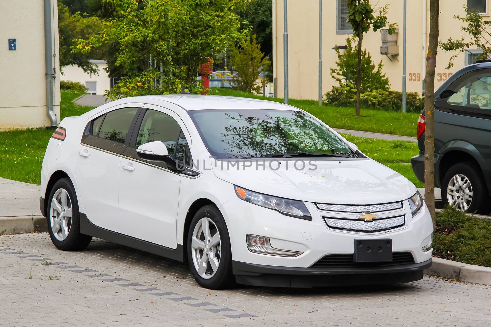 FRANKFURT AM MAIN, GERMANY - SEPTEMBER 15, 2013: Motor car Chevrolet Volt at the city street.