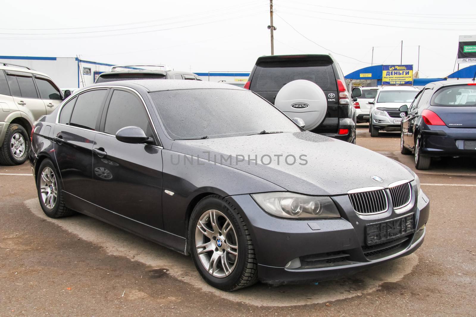 UFA, RUSSIA - APRIL 19, 2012: Motor car BMW E90 3-series at the used cars trade center.