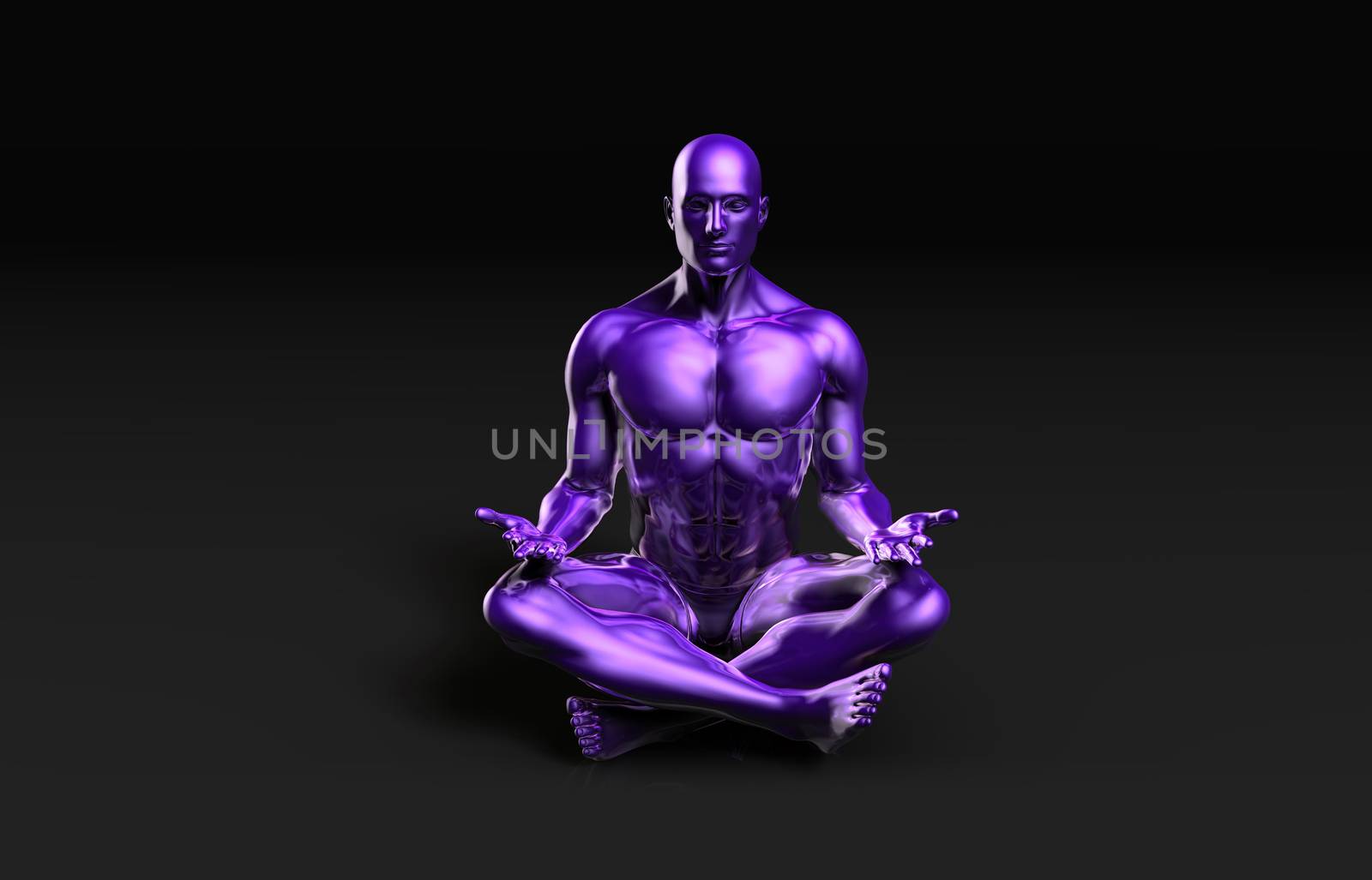 Man in Yoga Lotus Position Pose as Art