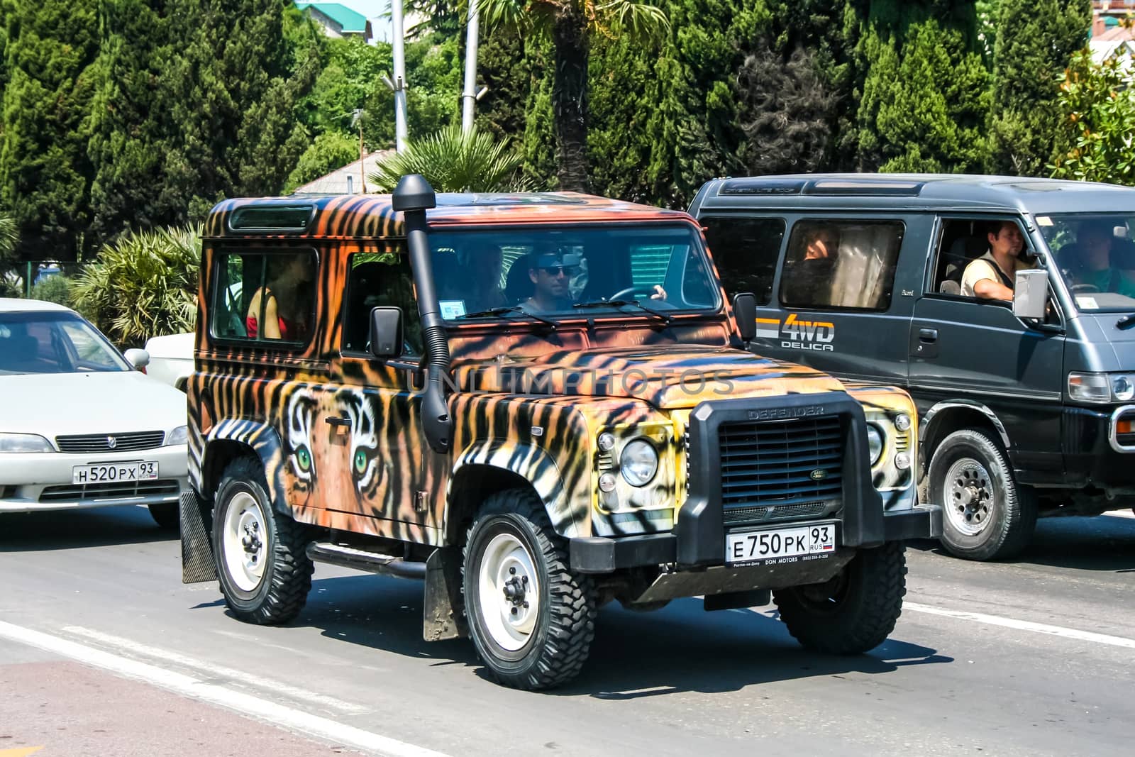 SOCHI, RUSSIA - JULY 26, 2009: Motor car Land Rover Defender at the city street.