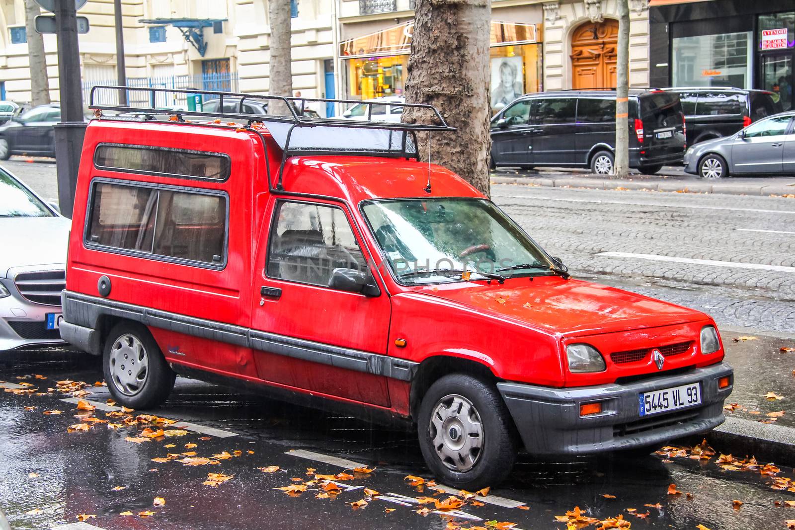 PARIS, FRANCE - AUGUST 8, 2014: Motor car Renault Express at the city street.
