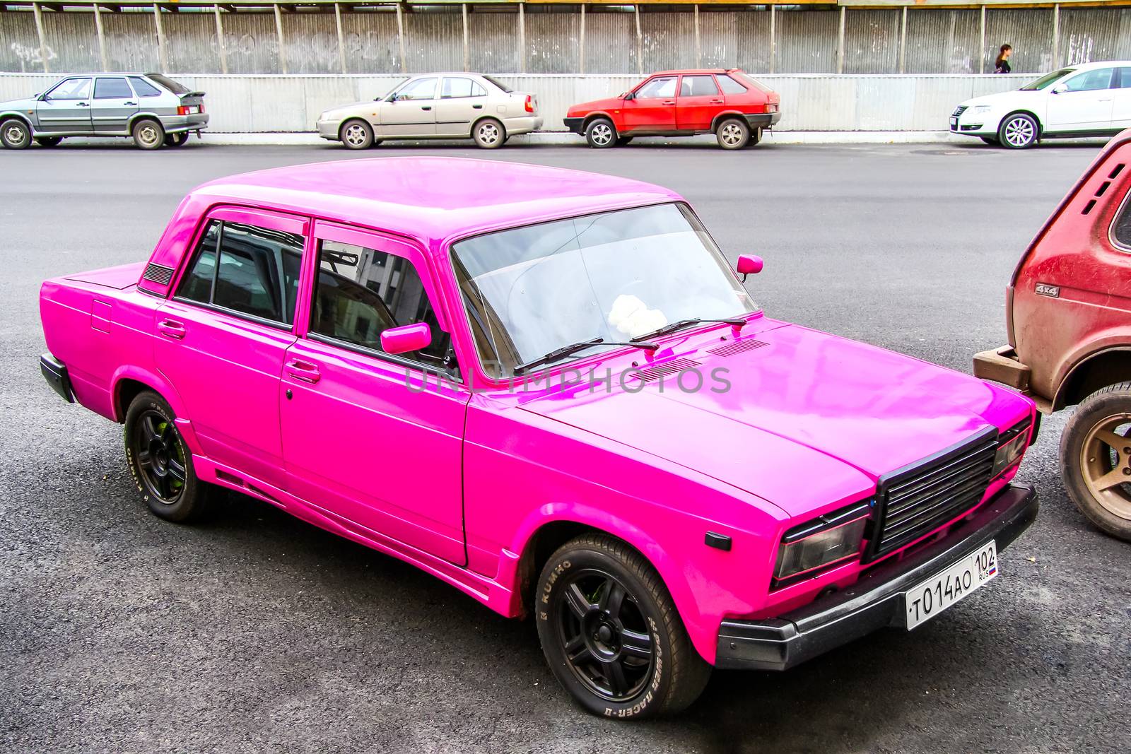 UFA, RUSSIA - SEPTEMBER 6, 2011: Motor car Lada 2107 at the city street.