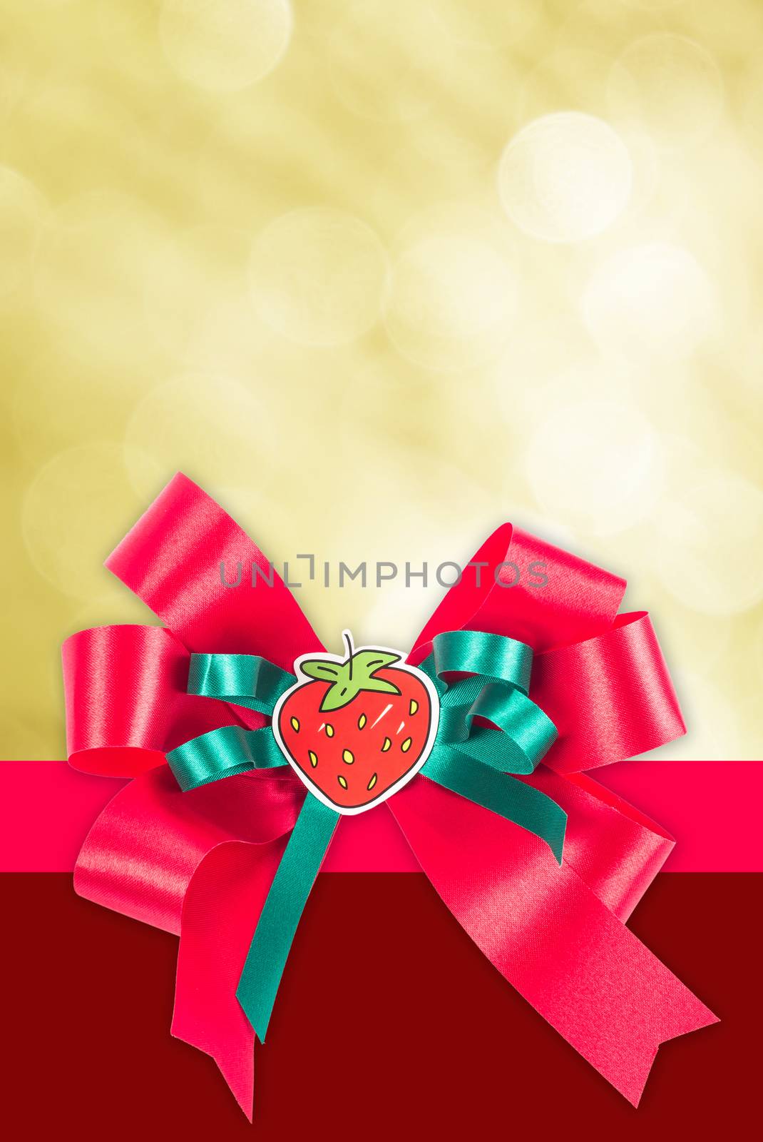 bright bokeh background and red bow , use for background