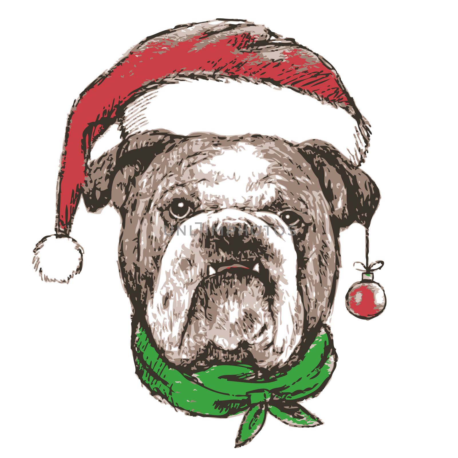 Head of bulldog with santa claus hat by simpleBE