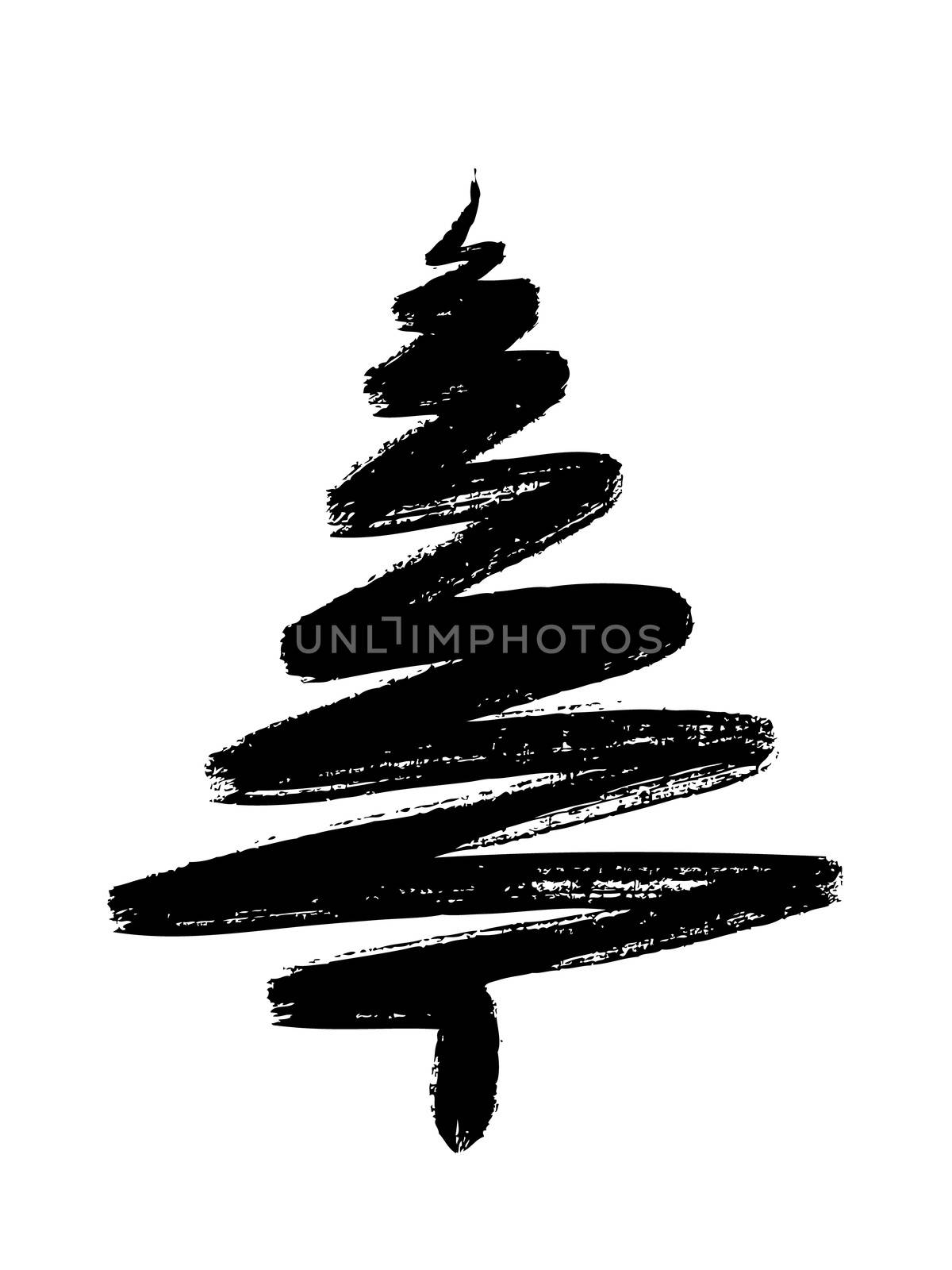 hand drawn Christmas tree isolated on a white background
