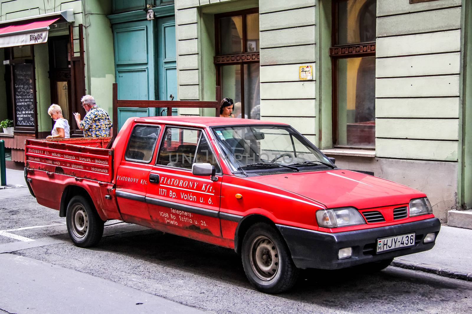 BUDAPEST, HUNGARY - JULY 23, 2014: Motor car Daewoo-FSO Polonez at the city street.