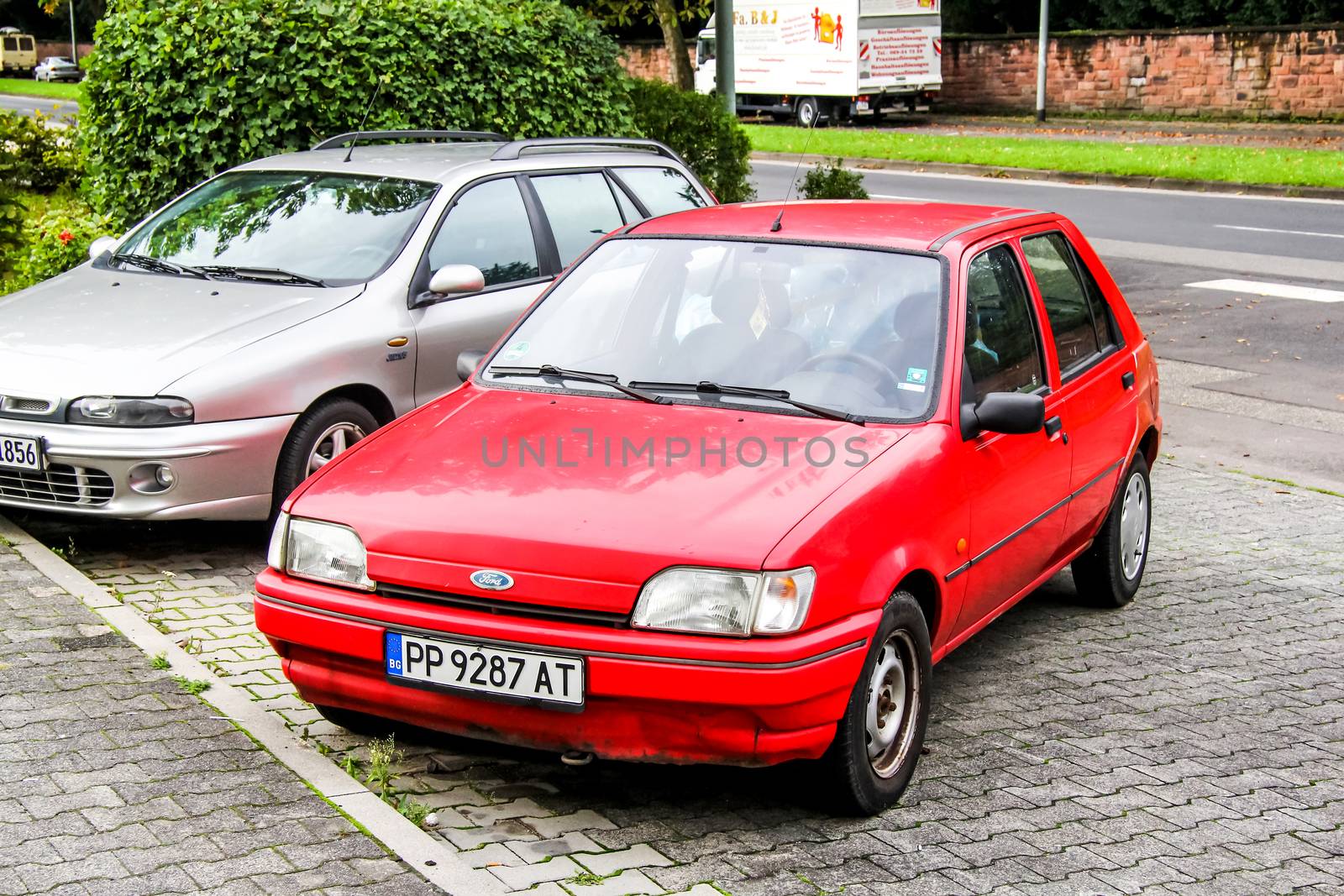 FRANKFURT AM MAIN, GERMANY - SEPTEMBER 15, 2013: Motor car Ford Fiesta at the city street.