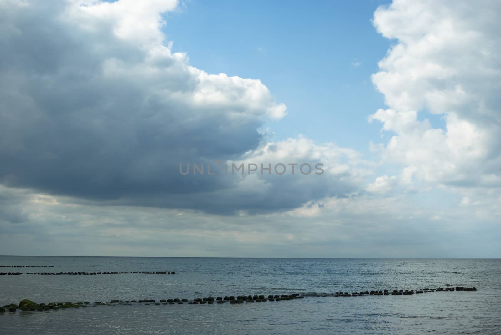 blue lake with cloudy sky, nature series