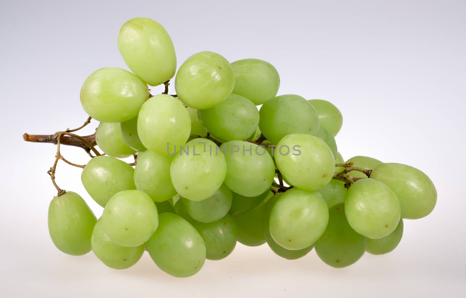Green Grapes Close Up on white background.