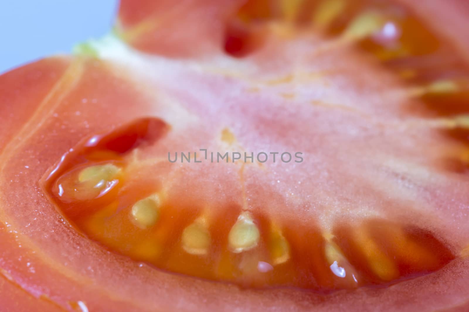 Sliced Tomato Close Up macro Image.