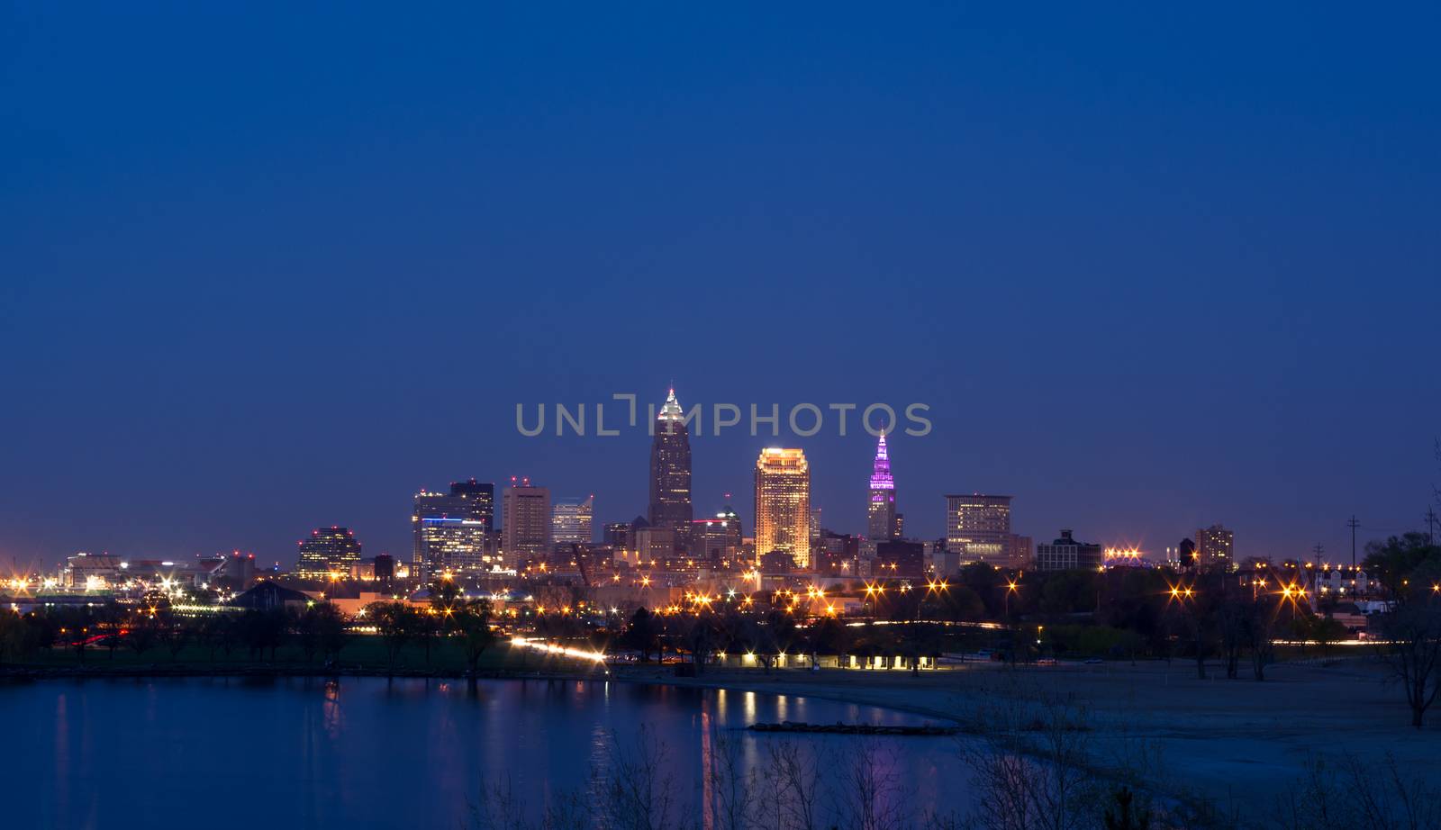 Cleveland Skyline at Twilight by krisblackphotography