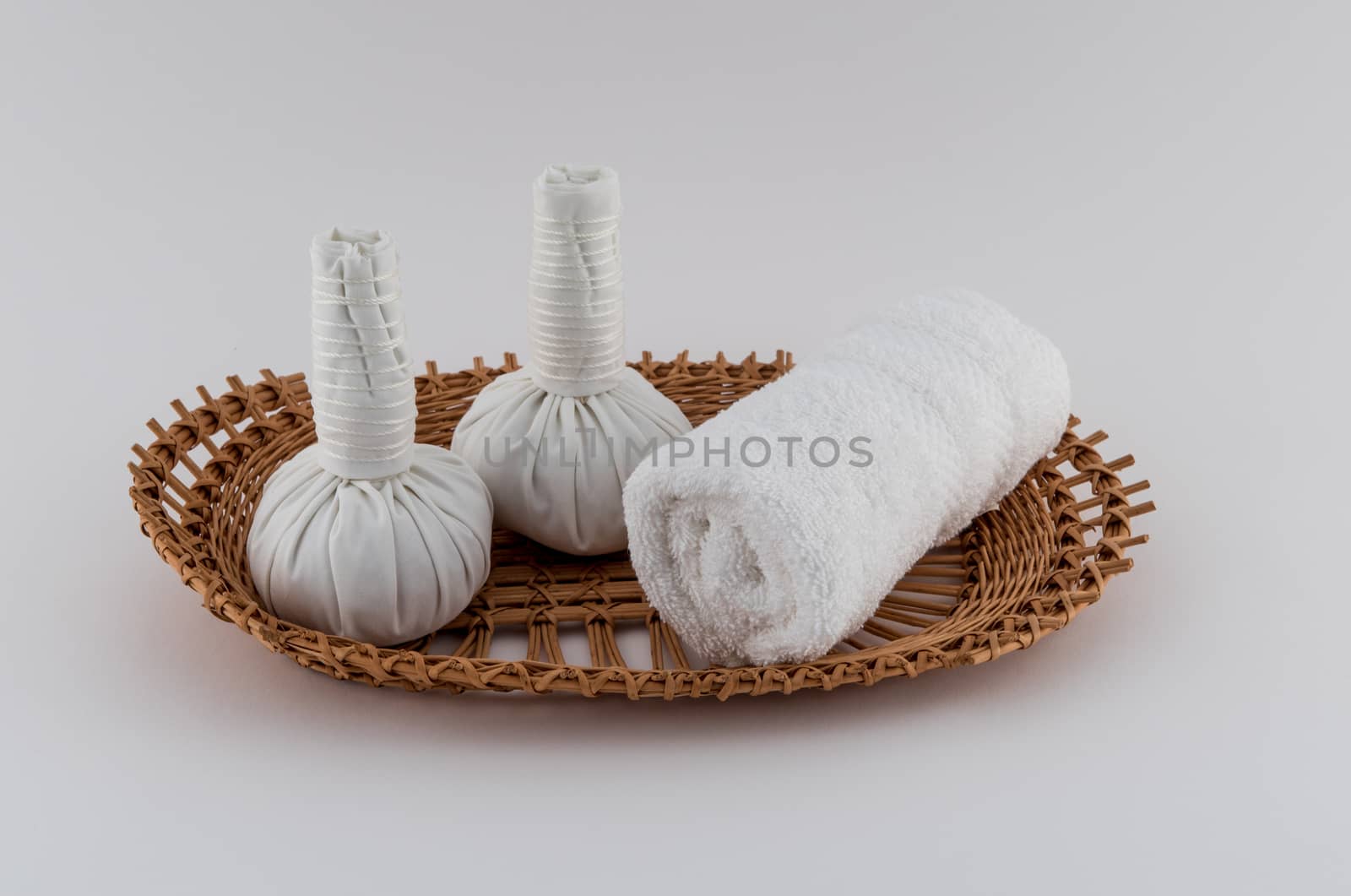 Herbal Massage Balls and Spa Towel by krisblackphotography