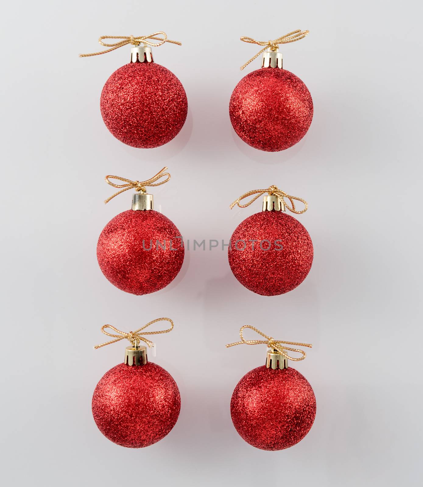 Red Glitter Christmas Ornaments by krisblackphotography