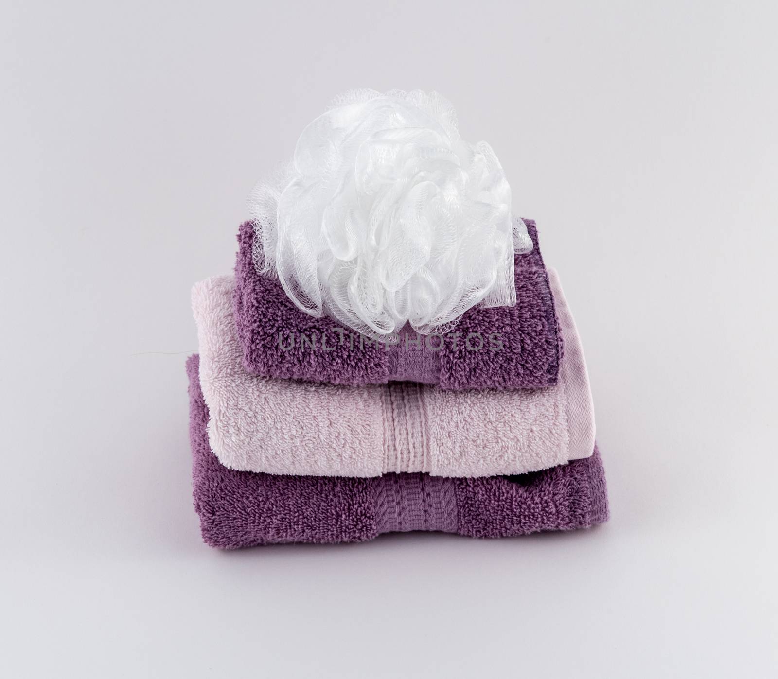 Towels and Bath Pouf by krisblackphotography